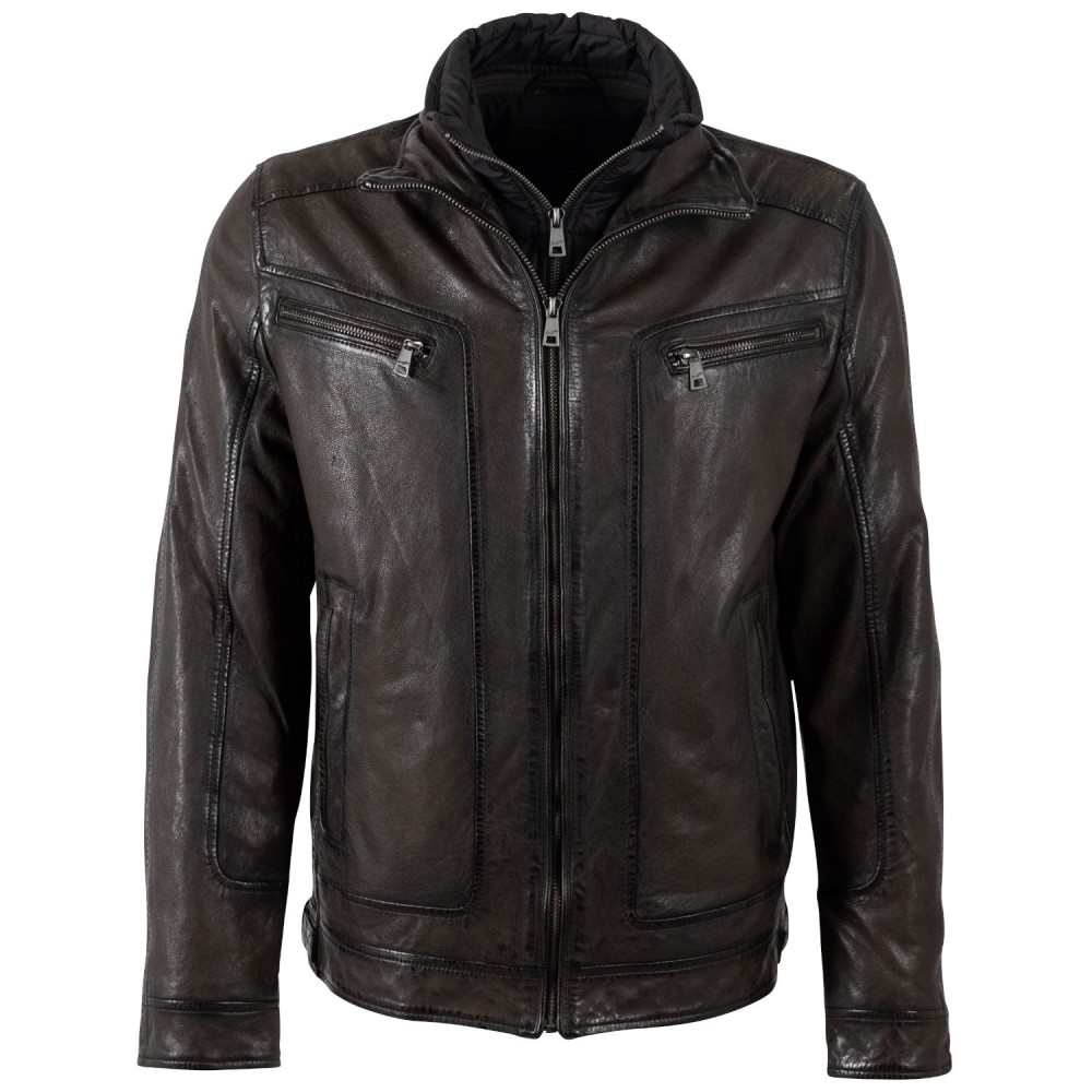 Geaca de Piele Barbati Mauritius Maro Inchis MMHennie - readytowear