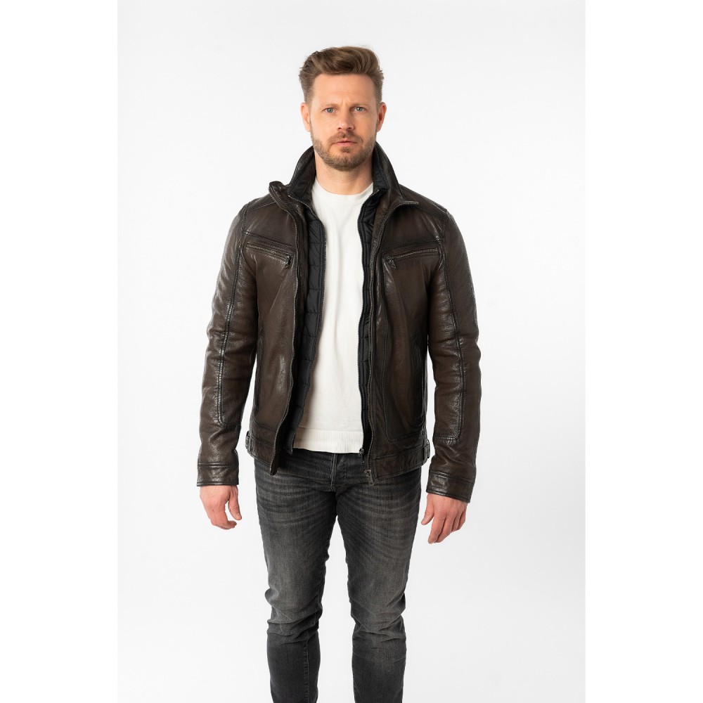 Geaca de Piele Barbati Mauritius Maro Inchis MMHennie - readytowear