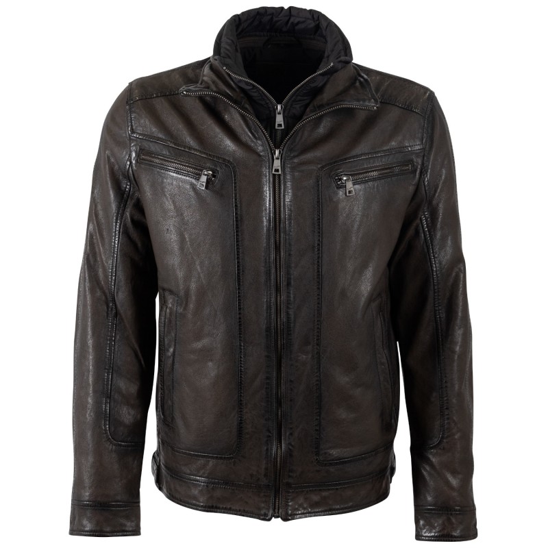 Geaca de Piele Barbati Mauritius Maro Inchis MMHennie – Black Friday