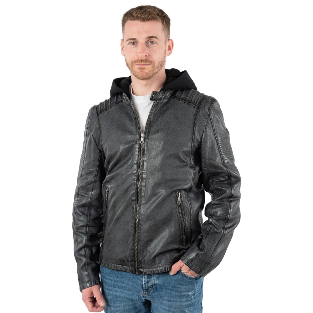 Geaca de Piele Barbati Mauritius Antracit MMHiran