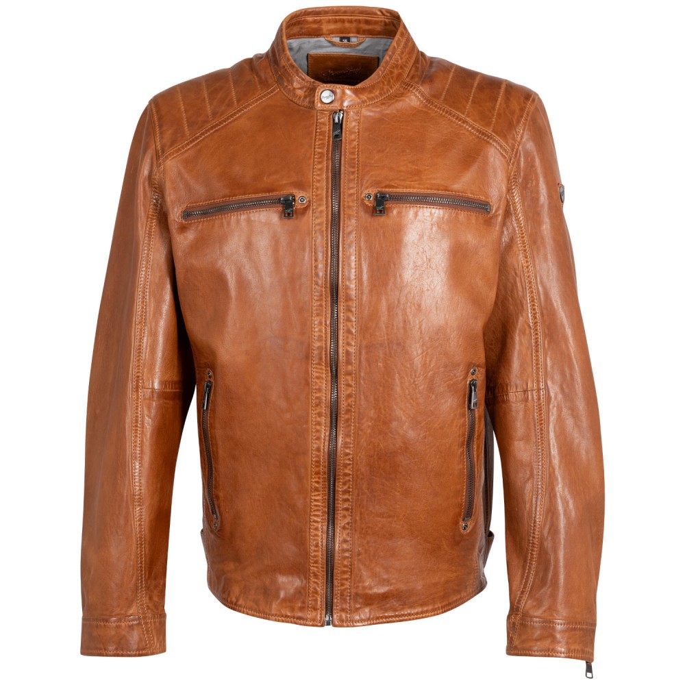 Geaca de Piele Barbati Mauritius Coniac MMJarek - readytowear.ro