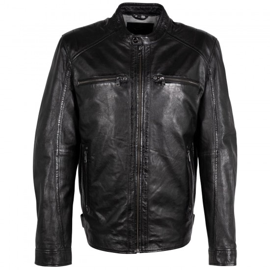 Geaca de Piele Barbati Mauritius Neagra MMJarek