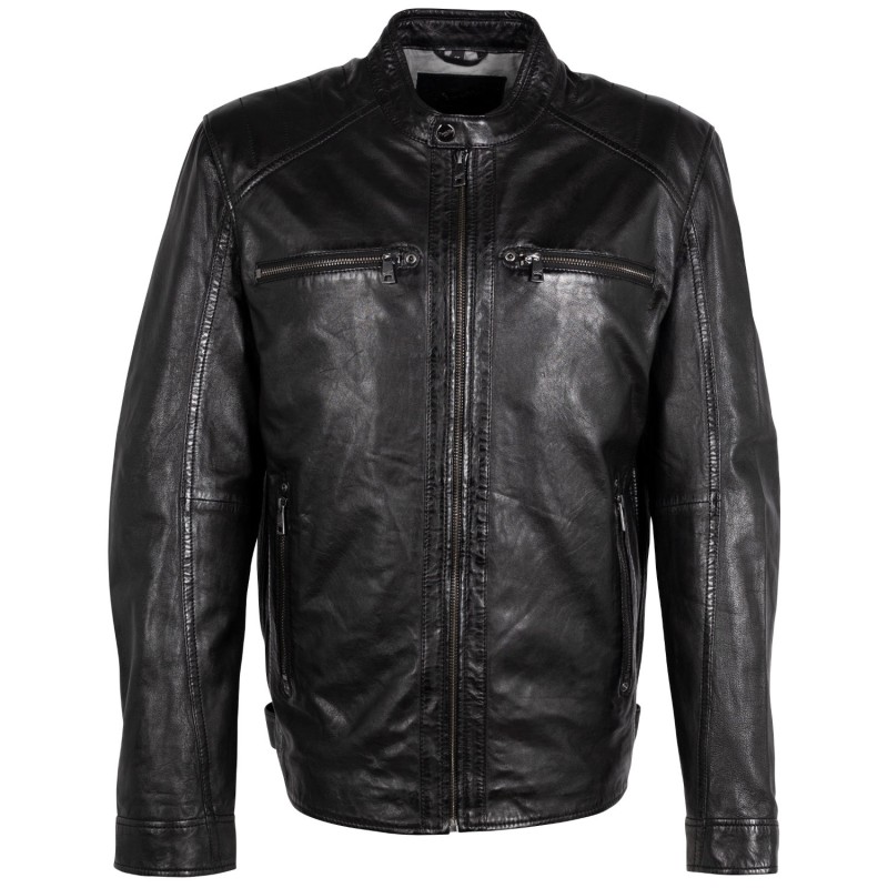 Geaca de Piele Barbati Mauritius Neagra MMJarek – Geci de Piele