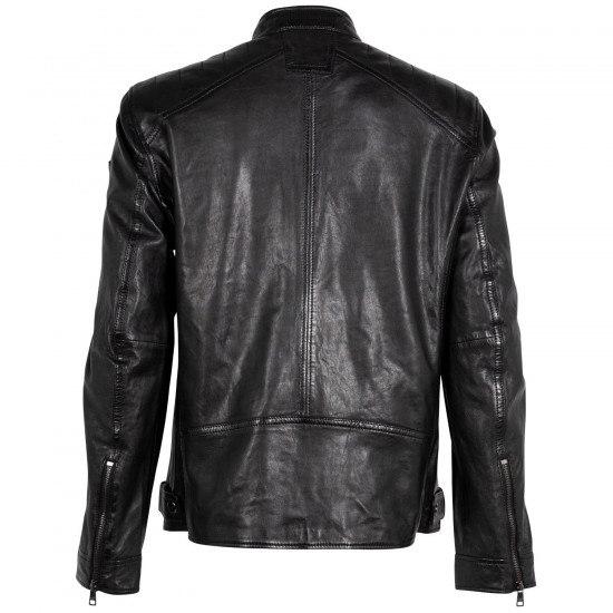 Geaca de Piele Barbati Mauritius Neagra MMJarek