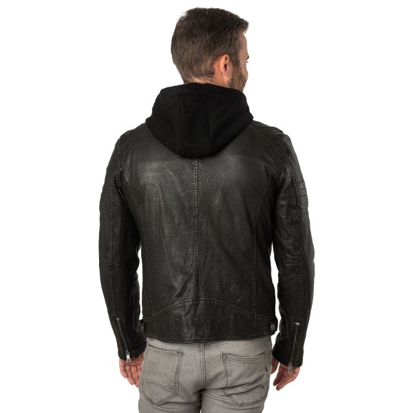 Geaca de Piele Barbati Mauritius Negru/Bej MMJenno