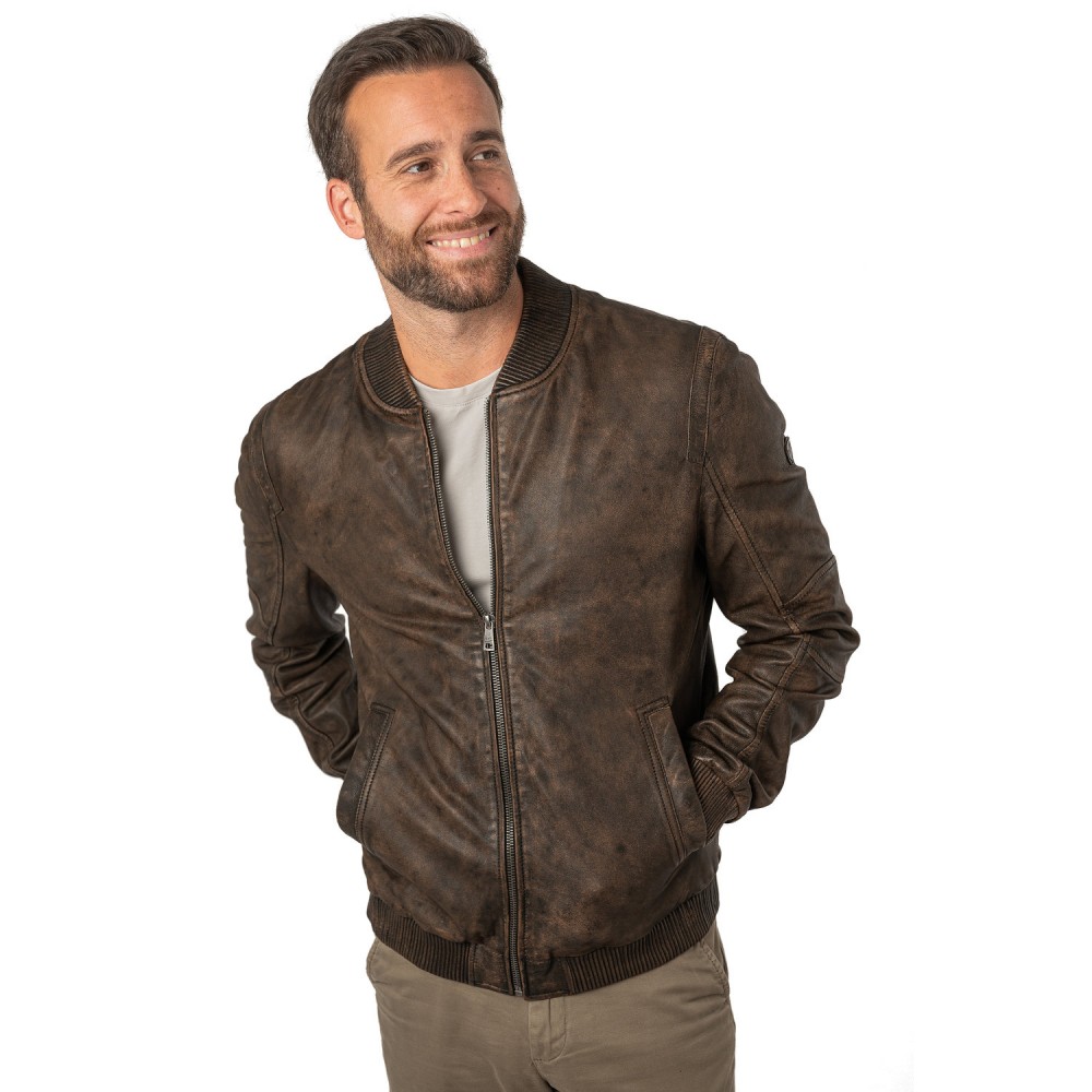Geaca de Piele Barbati Mauritius Maro MMJerros - readytowear.ro