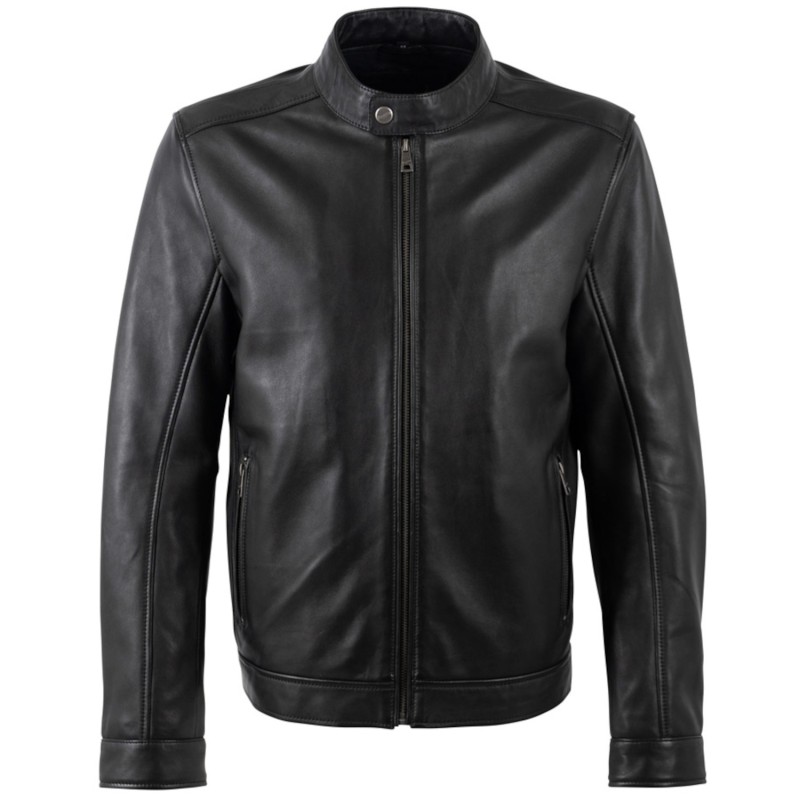 geacă piele bărbați Mauritius MMJork neagră regular fit biker