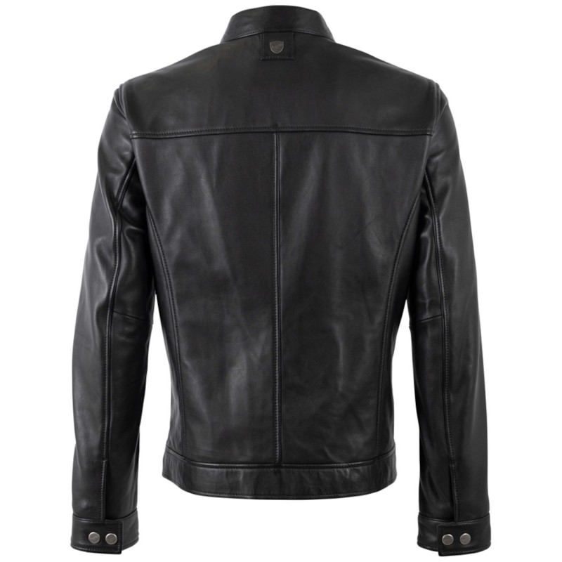 geacă piele bărbați Mauritius MMJork neagră regular fit biker