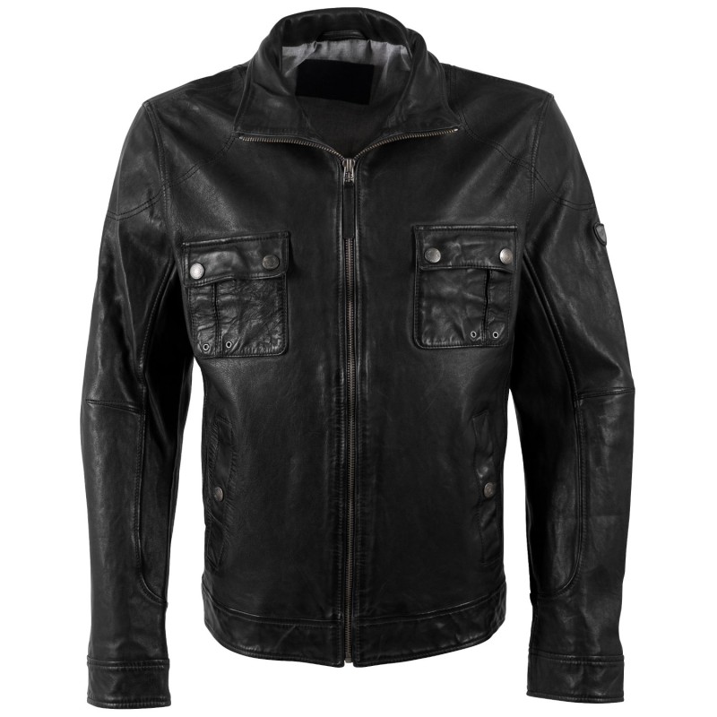 Geacă de piele bărbați Mauritius MMJorric neagră din piele naturală de miel