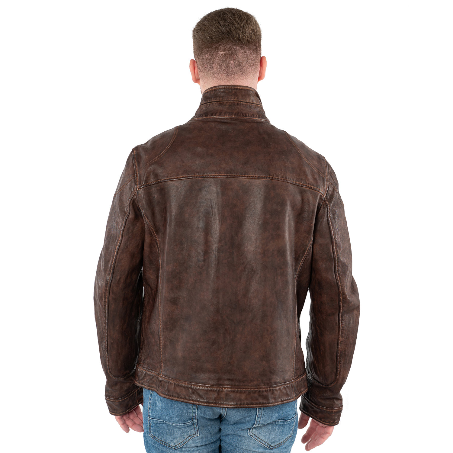 Geacă de piele bărbați Mauritius MMJorric culoare Whiskey din piele naturală