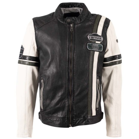 Geaca de Piele Barbati Mauritius Negru/Alb MMJusco