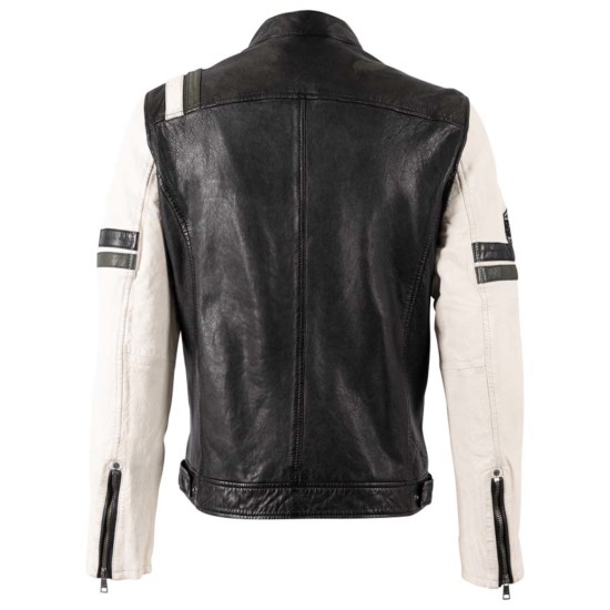 Geaca de Piele Barbati Mauritius Negru/Alb MMJusco