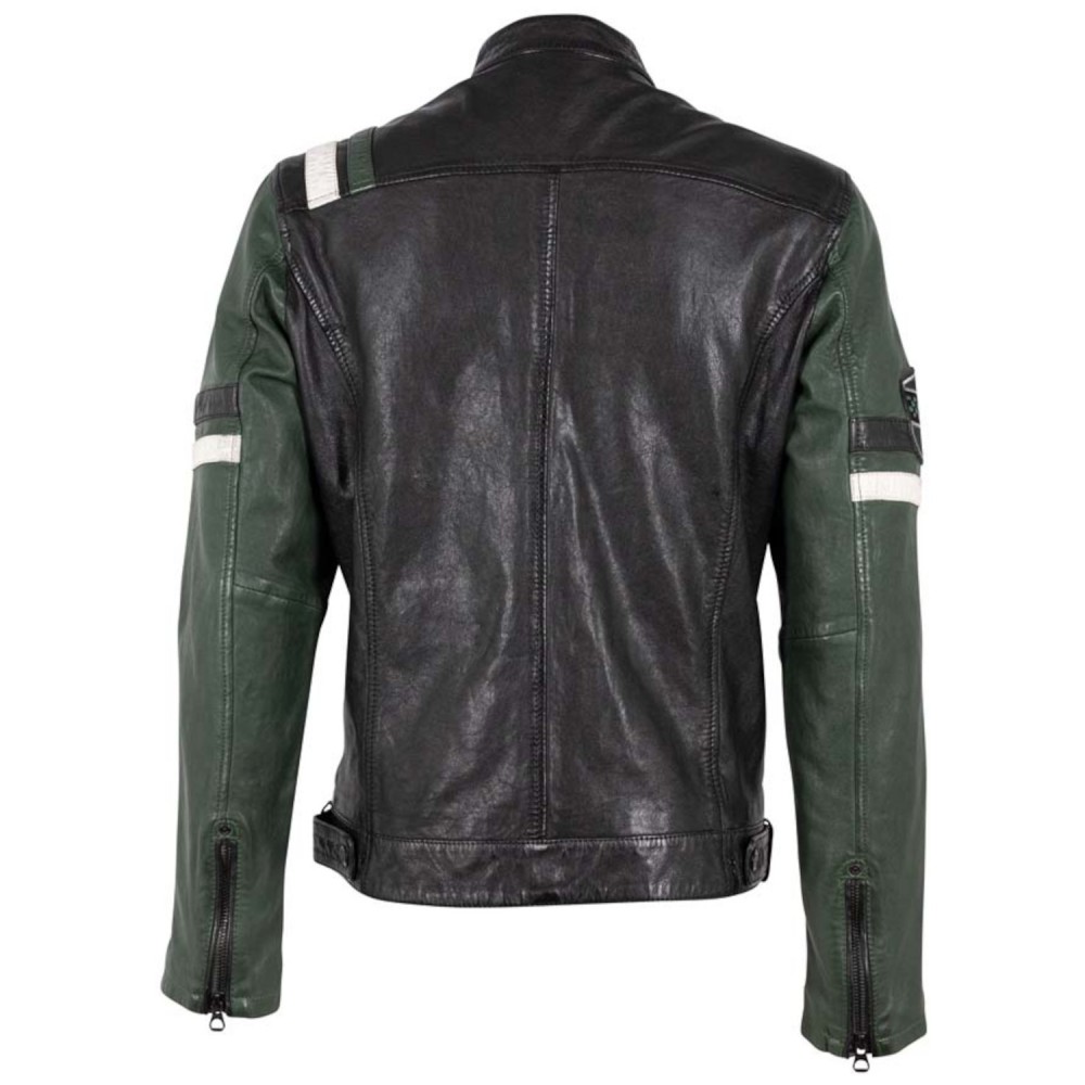 Geaca de Piele Barbati Mauritius Negru/Verde MMJusco