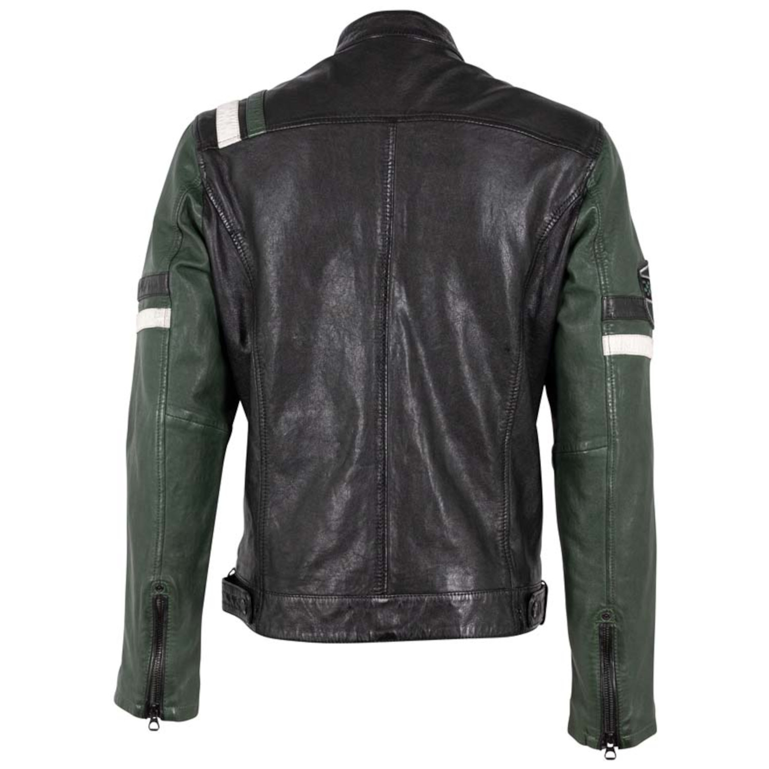 Geaca de Piele Barbati Mauritius Negru/Verde MMJusco – Geci de Piele