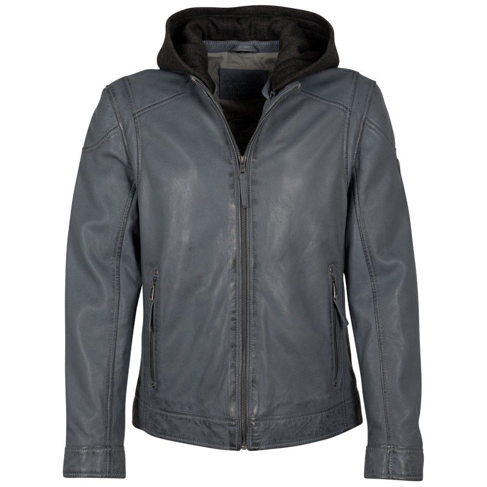 Geaca de Piele Barbati Mauritius Albastru/Gri MMKarlos - readytowear