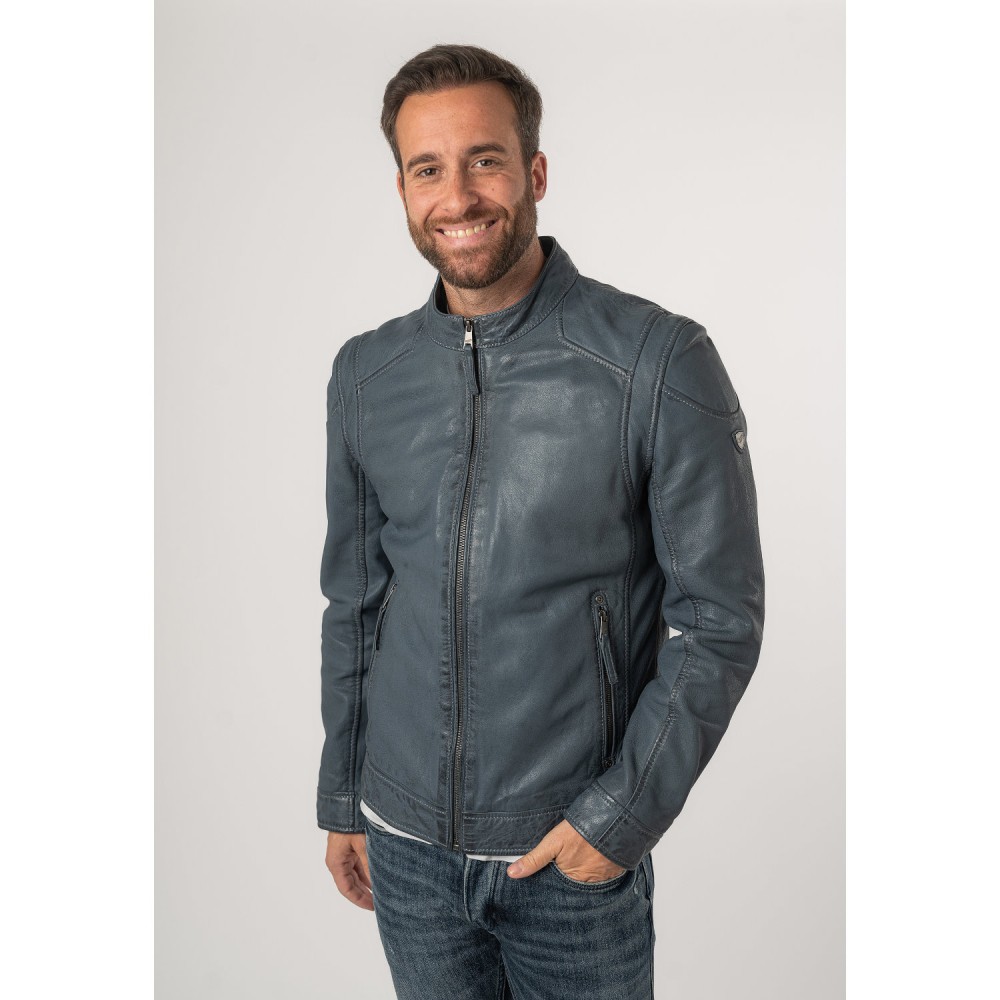 Geaca de Piele Barbati Mauritius Albastru/Gri MMKarlos - readytowear