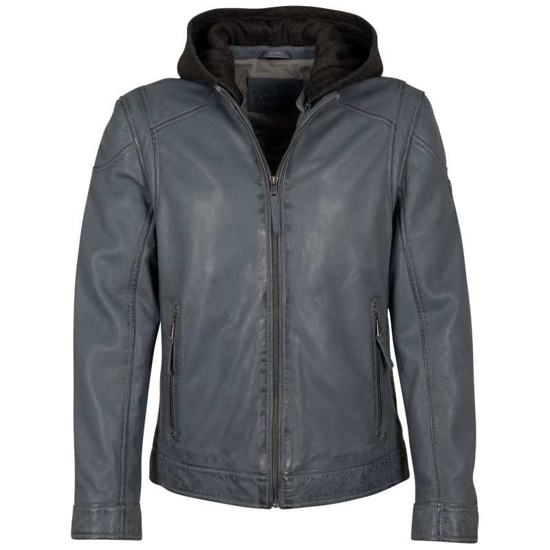 Geaca de Piele Barbati Mauritius Albastru/Gri MMKarlos – Geci de Piele