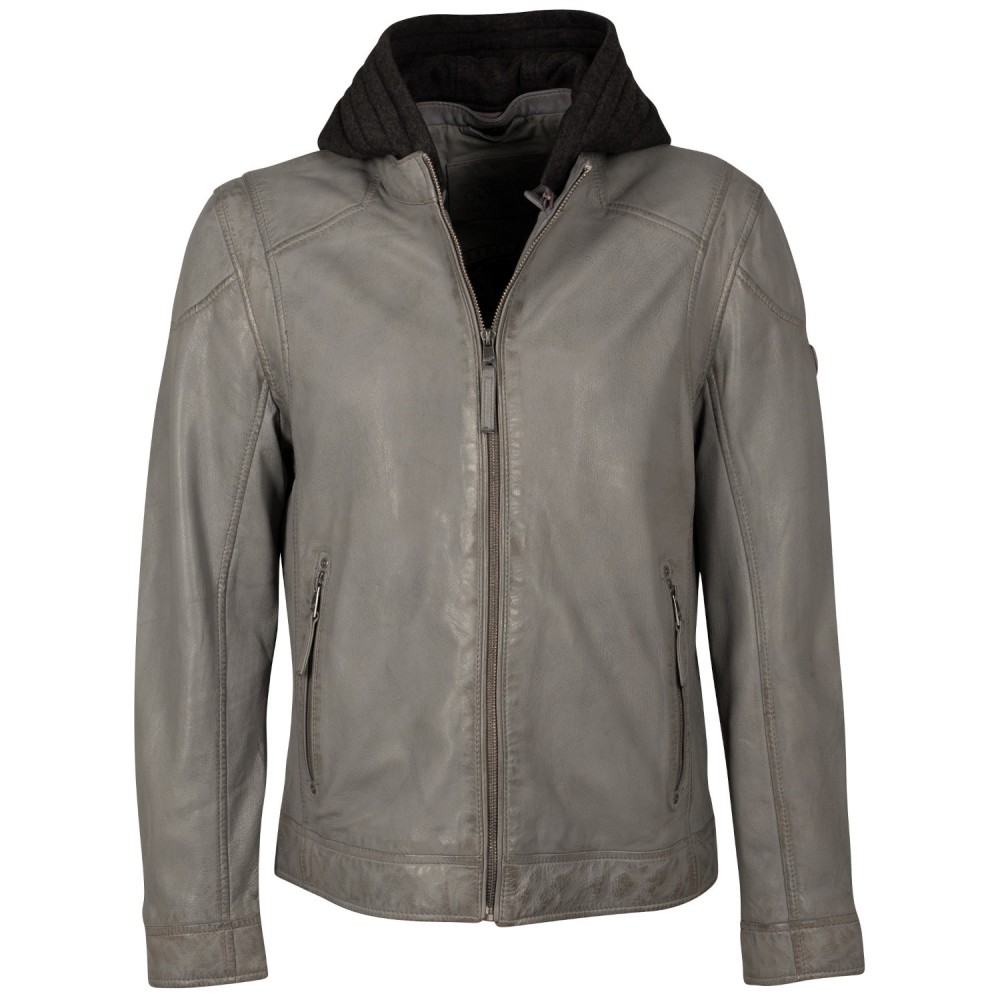 Geaca de Piele Barbati Mauritius Gri Deschis MMKarlos - readytowear