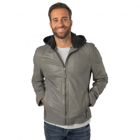Geaca de Piele Barbati Mauritius Gri Deschis MMKarlos