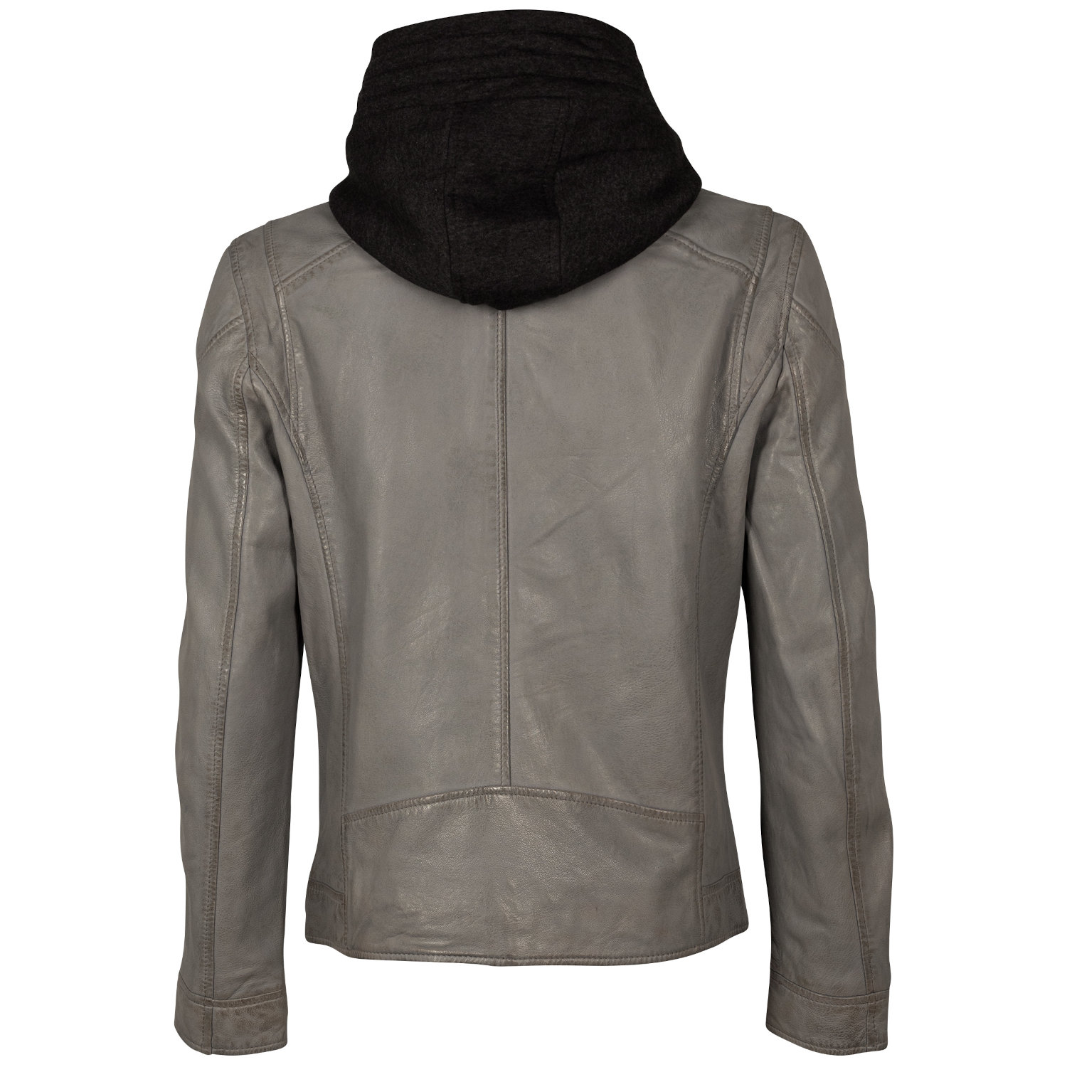 geacă piele naturală bărbați gri deschis Mauritius MMKarlos biker cu glugă detașabilă