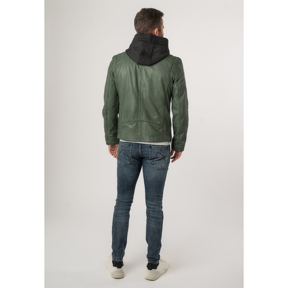 Geaca de Piele Barbati Mauritius Verde Inchis MMKarlos - readytowear