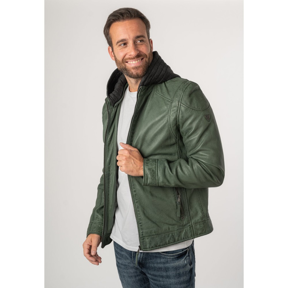 Geaca de Piele Barbati Mauritius Verde Inchis MMKarlos - readytowear