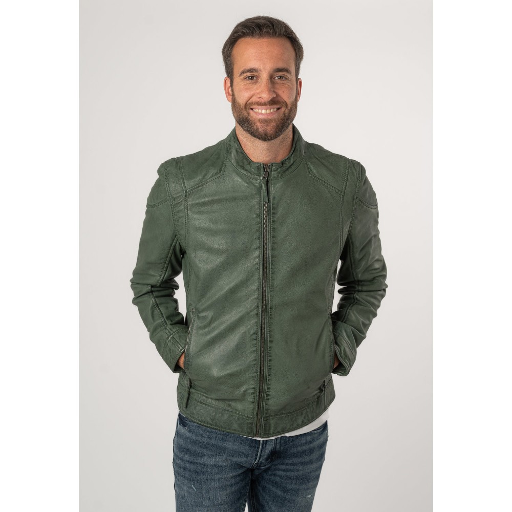 Geaca de Piele Barbati Mauritius Verde Inchis MMKarlos - readytowear