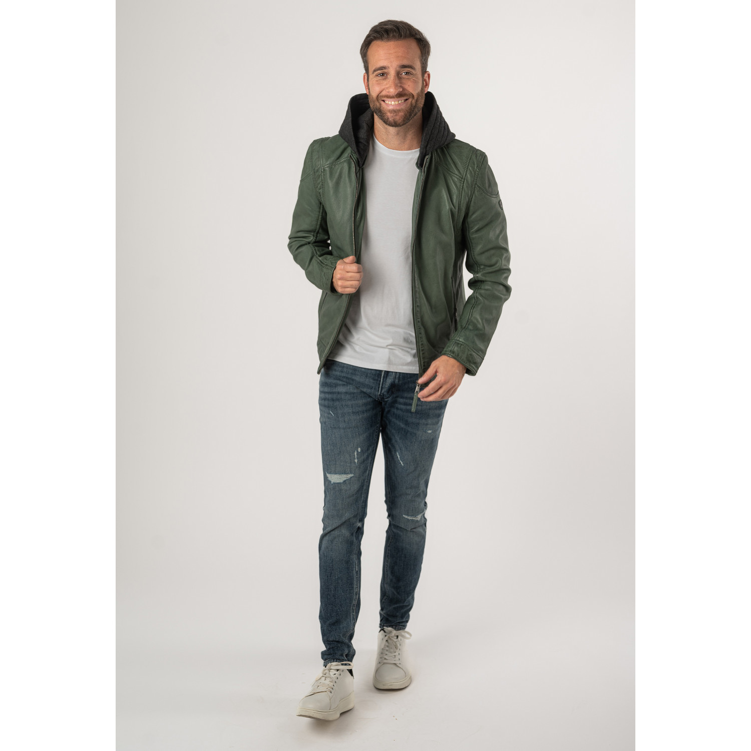 Geaca de Piele Barbati Mauritius Verde Inchis MMKarlos – Geci de Piele