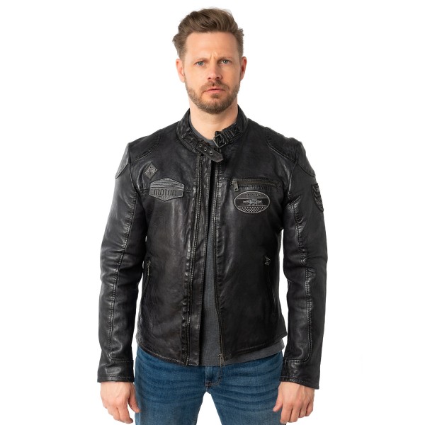 Geaca de Piele Barbati Mauritius Antracit Inchis MMKendrik