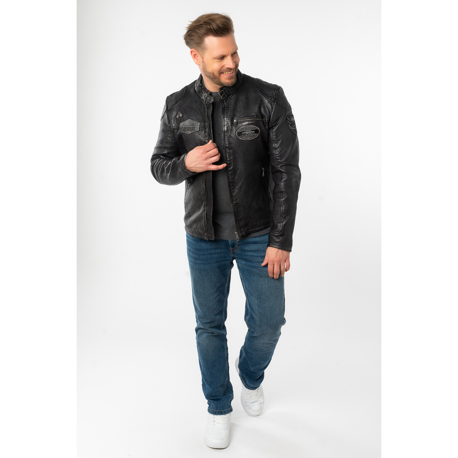 Geaca de Piele Barbati Mauritius Antracit Inchis MMKendrik – Geci de Piele