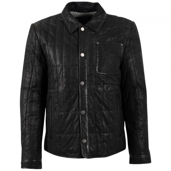 Geaca de Piele Barbati Mauritius Neagra MMKiuby