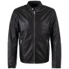 Geacă de piele bărbați Mauritius neagră MMKoal, model biker din piele naturală