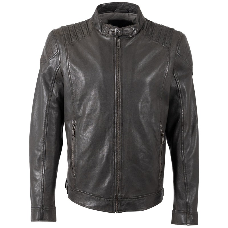 Geaca de Piele Barbati Mauritius Antracit MMKrossy – Geci de Piele