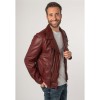 Geaca de Piele Barbati Mauritius Rosu Inchis MMKunro – Black Friday