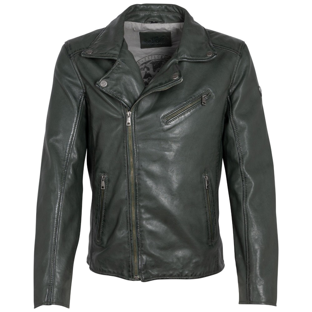 Geaca de Piele Barbati Mauritius Verde Inchis MMKunro - readytowear