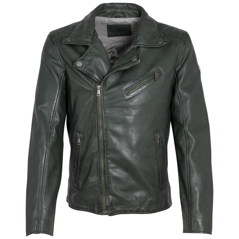 Geaca de Piele Barbati Mauritius Verde Inchis MMKunro – Geci de Piele