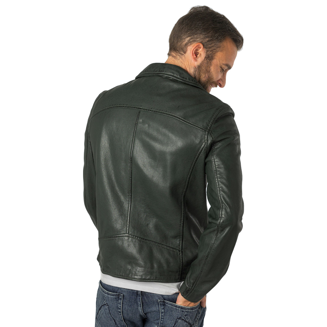 Geaca de Piele Barbati Mauritius Verde Inchis MMKunro – Black Friday