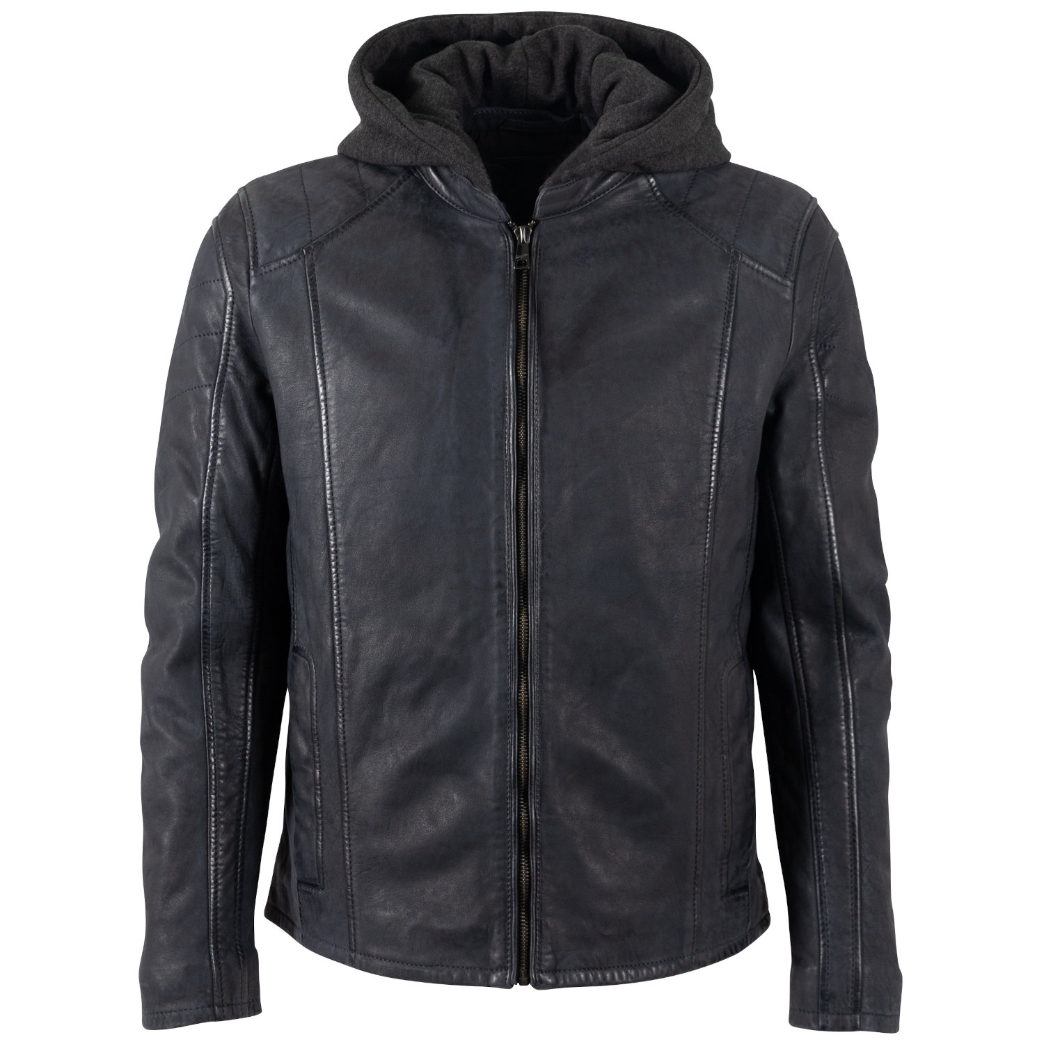 Geaca de Piele Barbati Mauritius Bleumarin Inchis MMKylos – Geci de Piele