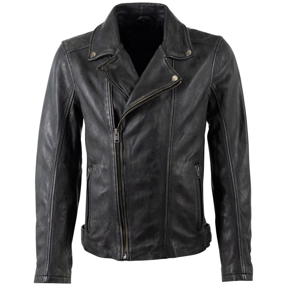 Geaca de Piele Barbati Mauritius Negru Vintage MMLario