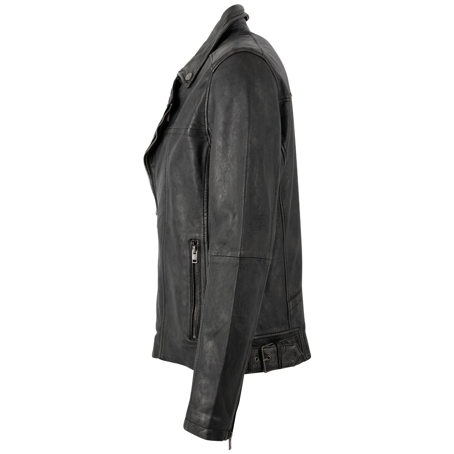 Geaca de Piele Barbati Mauritius Negru Vintage MMLario – Geci de Piele