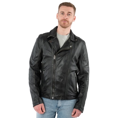 Geaca de Piele Barbati Mauritius Negru Vintage MMLario