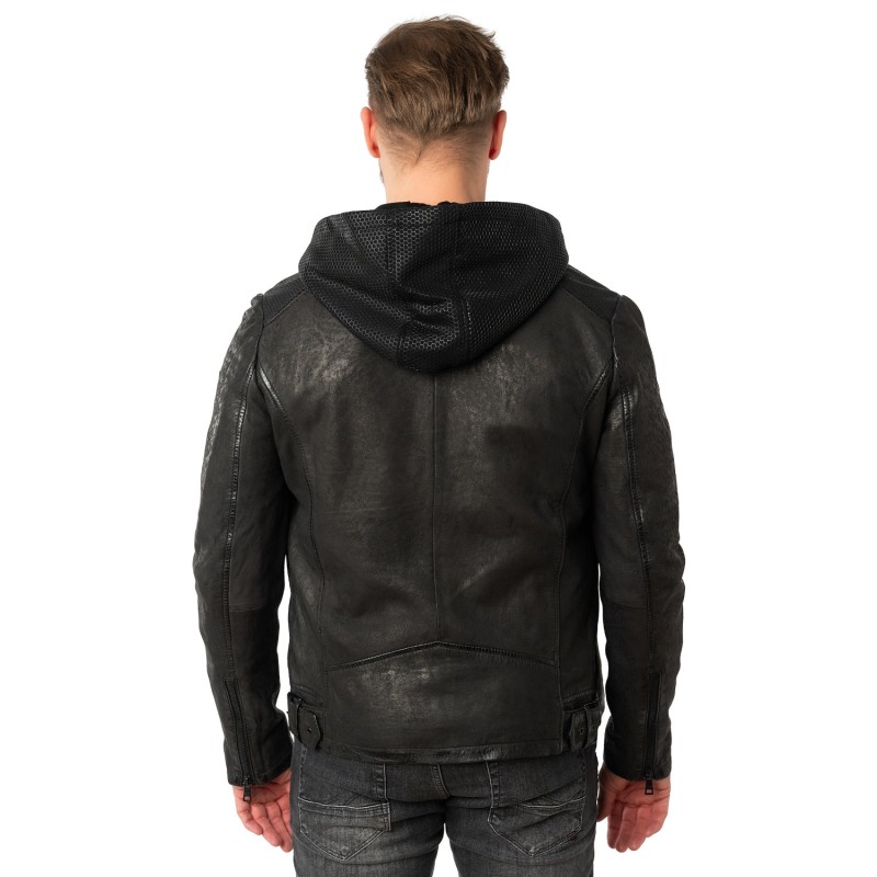 Geaca de Piele Barbati Mauritius Neagra MMLurak – Geci de Piele