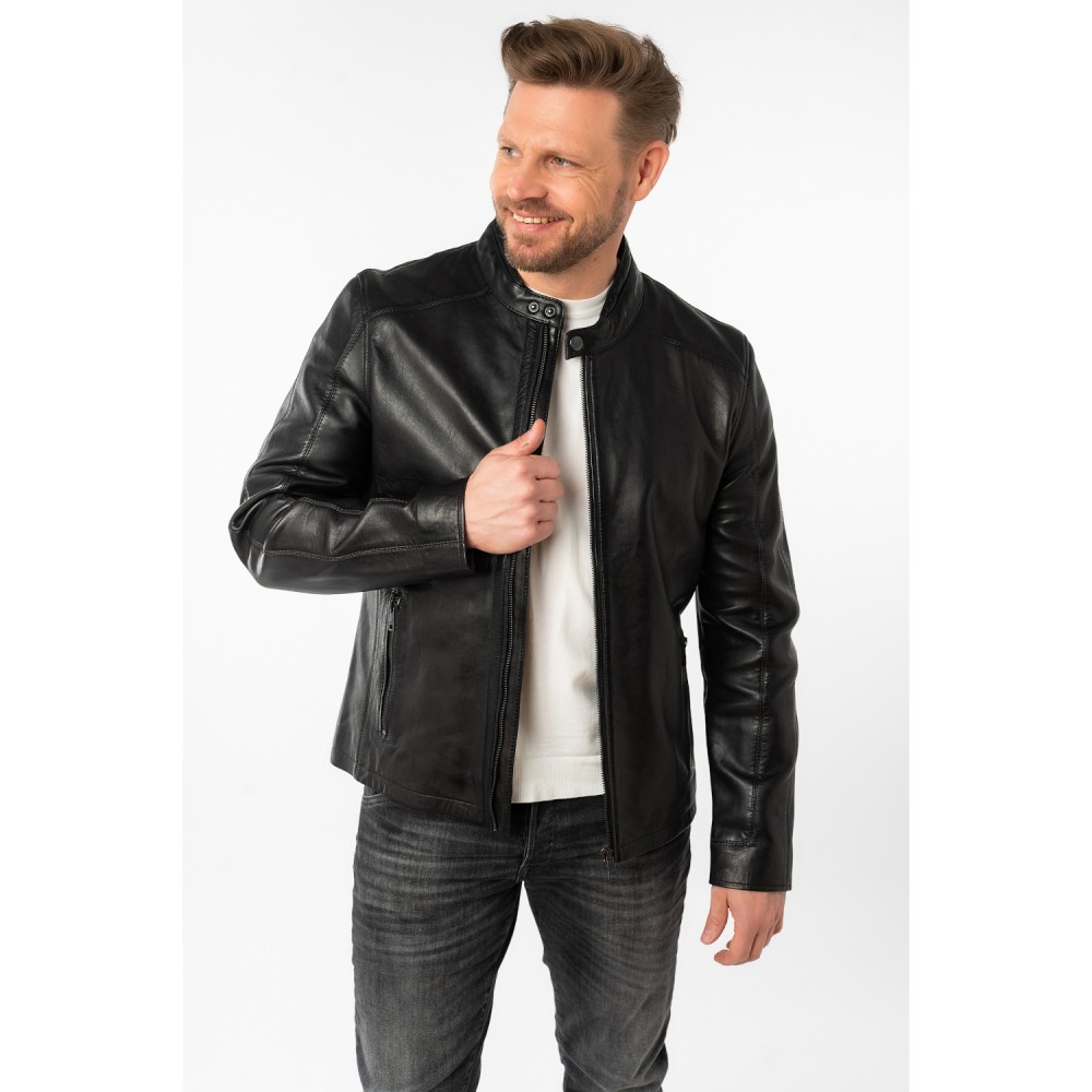 Geaca de Piele Barbati Mauritius Neagra MMMayko - readytowear