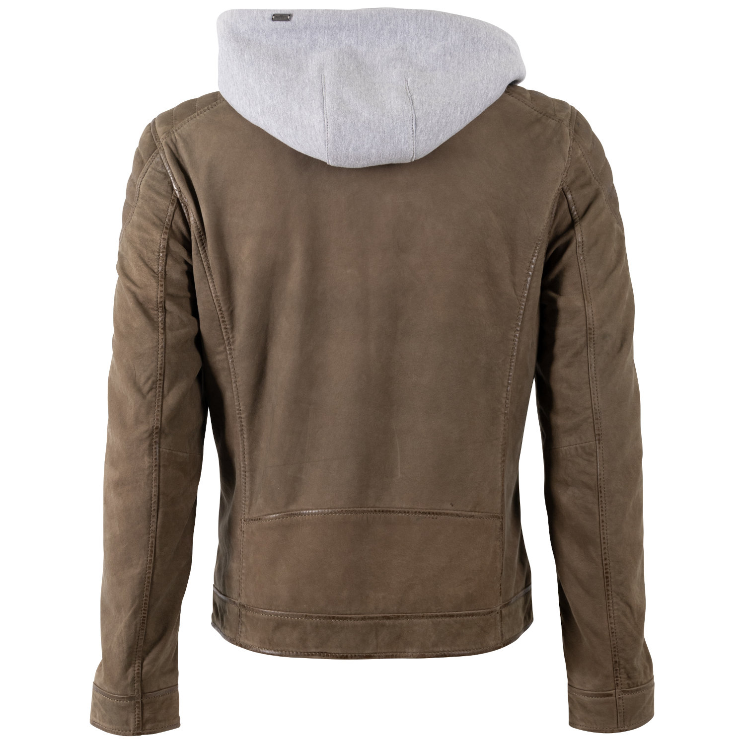 Geacă de piele biker bărbați Mauritius MMMintos olive închis cu glugă detașabilă