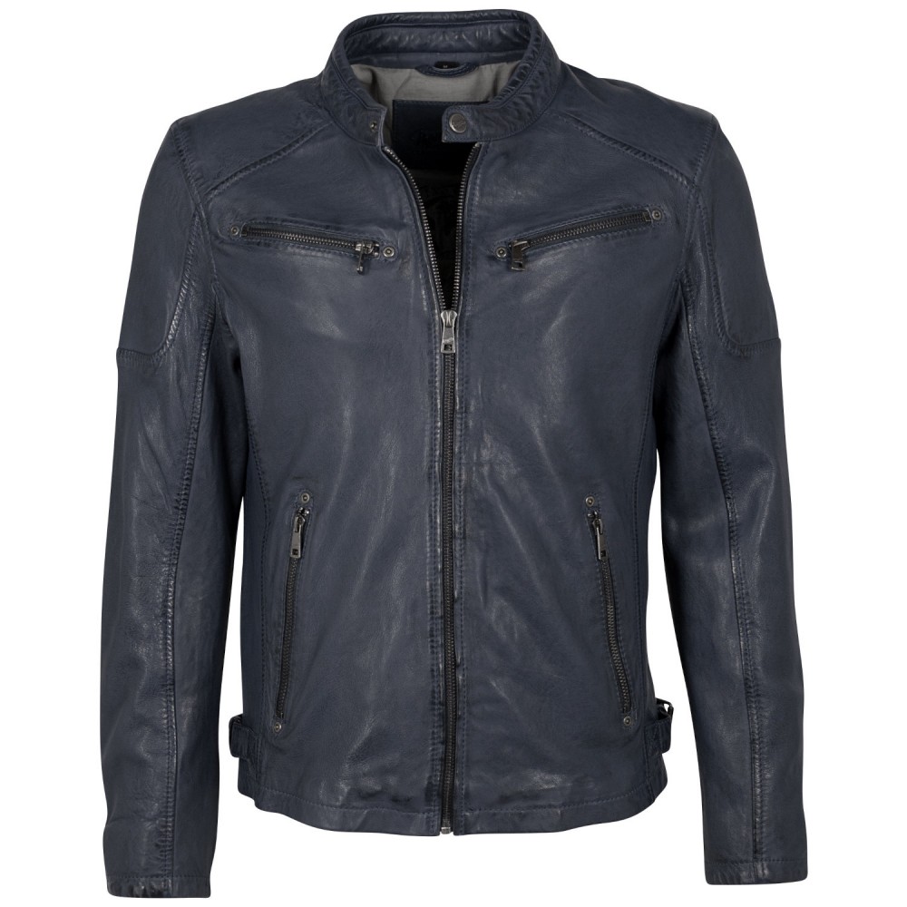 Geaca de Piele Barbati Mauritius Albastru Inchis MMMorkin - readytowear