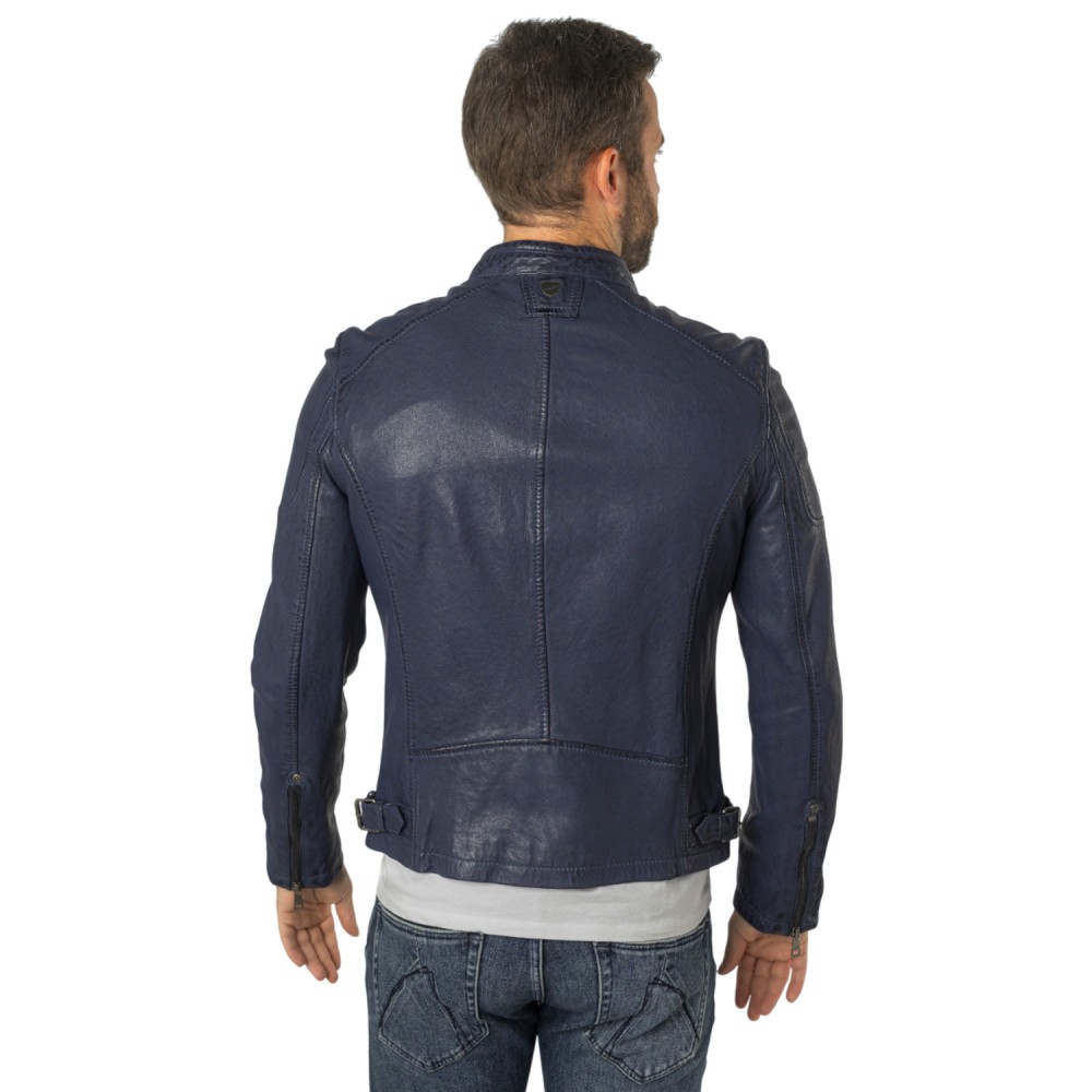 Geaca de Piele Barbati Mauritius Albastru Inchis MMMorkin - readytowear