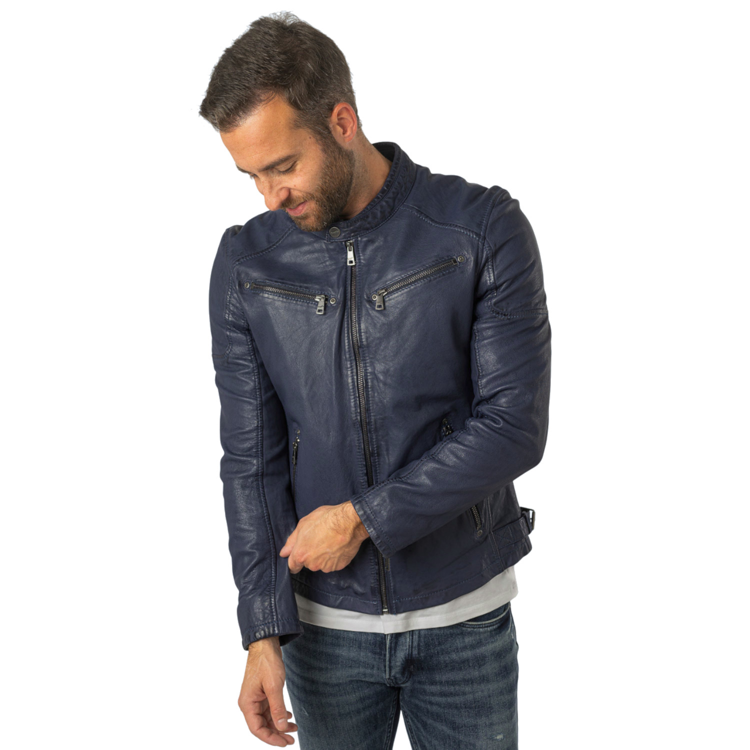 Geaca de Piele Barbati Mauritius Albastru Inchis MMMorkin – Geci de Piele Geaca de Piele Barbati Mauritius Albastru Inchis MMMorkin – Geci de Piele