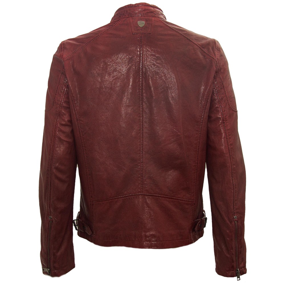 Geaca de Piele Barbati Mauritius Rosu Inchis MMMorkin - readytowear