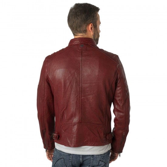 Geaca de Piele Barbati Mauritius Rosu Inchis MMMorkin Geaca de Piele Barbati Mauritius Rosu Inchis MMMorkin