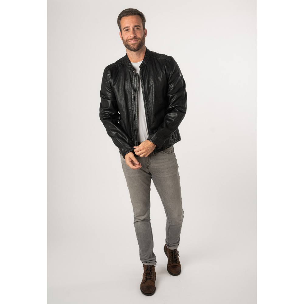 Geaca de Piele Barbati Mauritius Neagra MMNelsan - readytowear